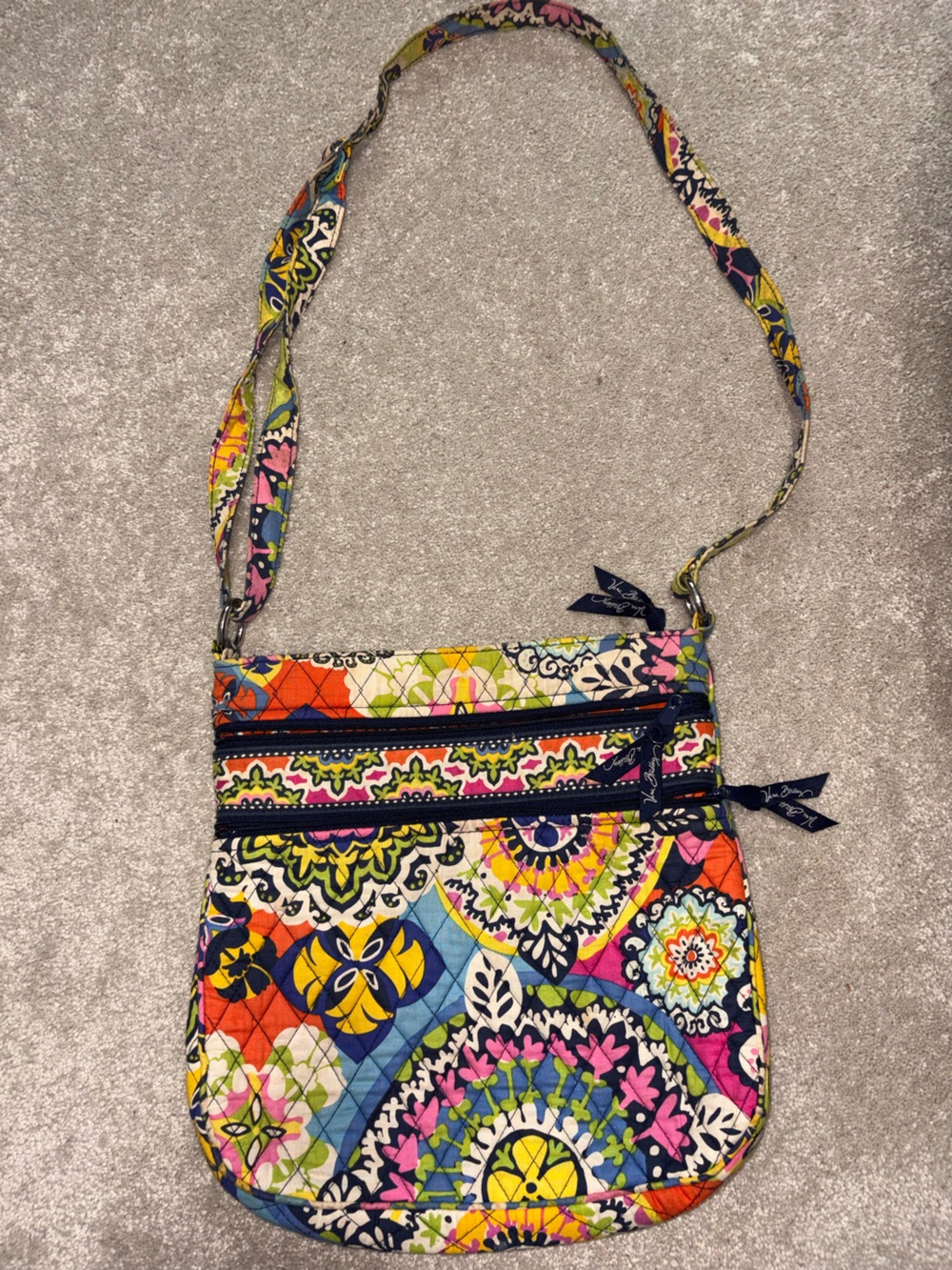 Quilted Vera Bradley Bag in Multicolor Floral Print; Wallet in same pattern